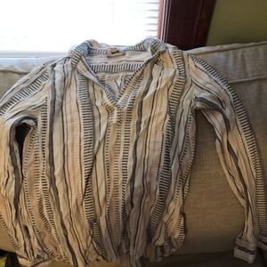 Loft gray and pink striped button down